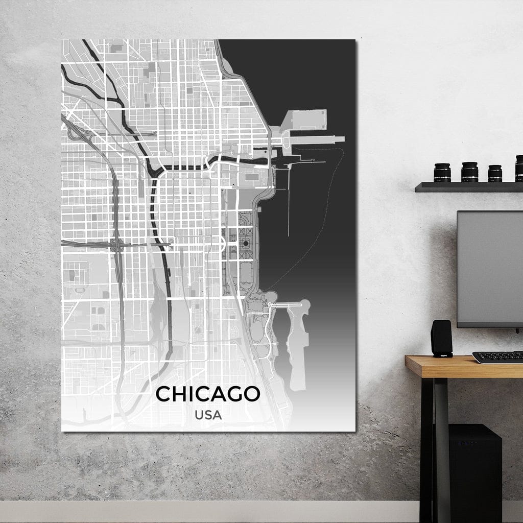 Map of Chicago, USA Canvas Wall Art