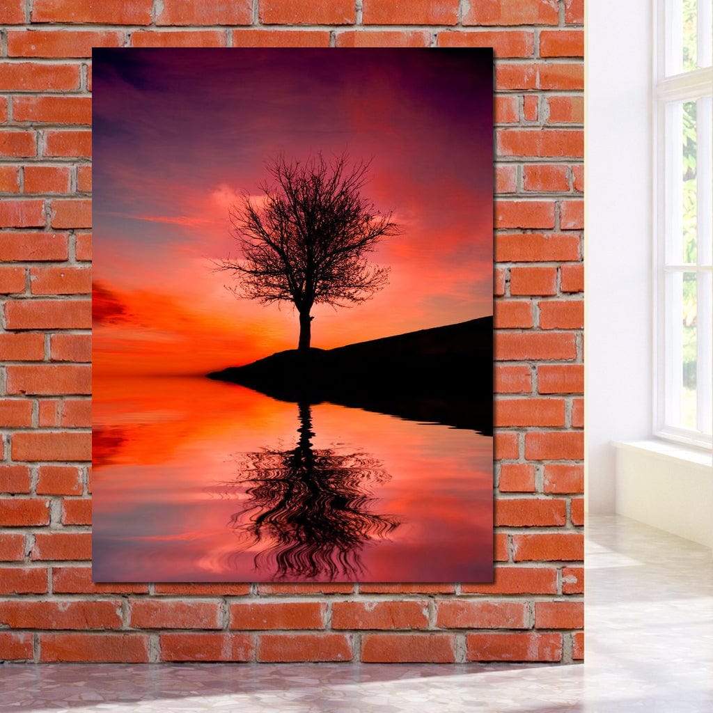 Red Sunset Canvas Wall Art