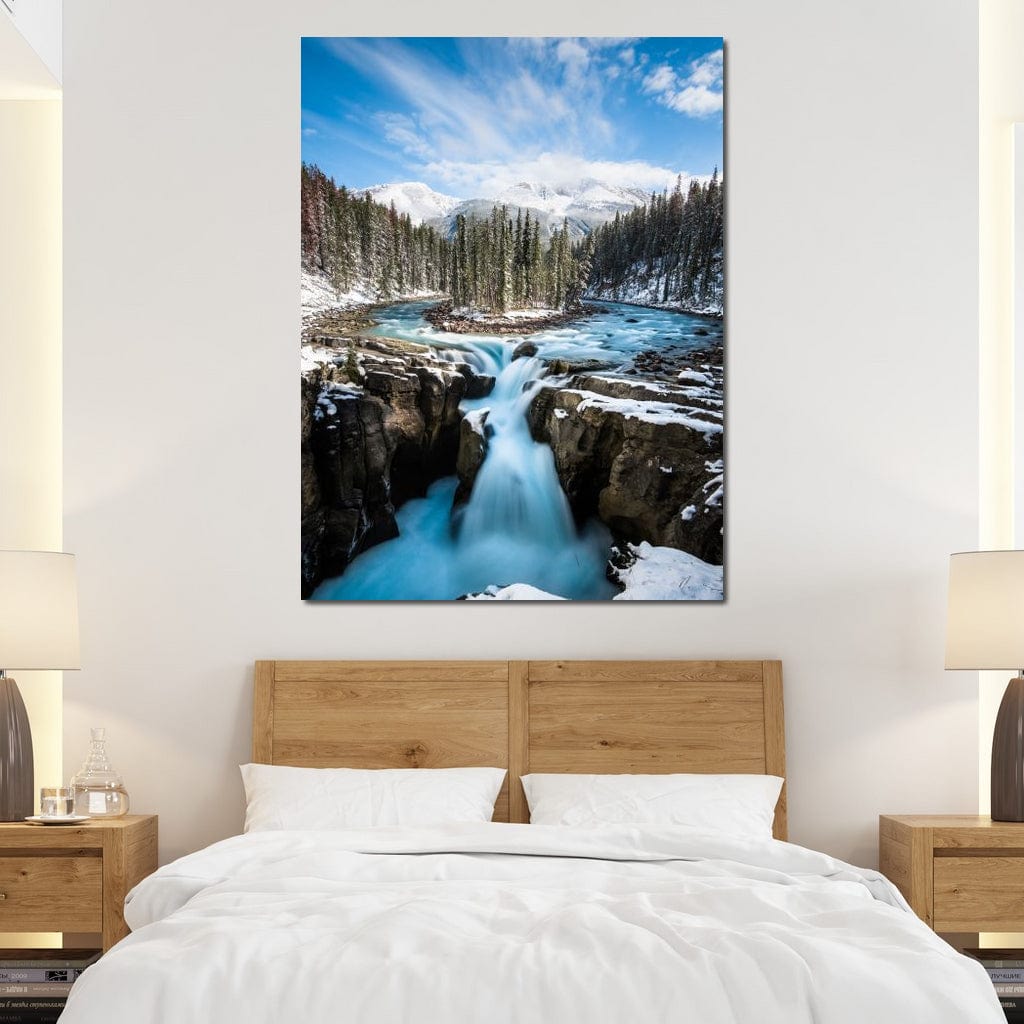 Snowy Sunwapta Falls Canvas Wall Art