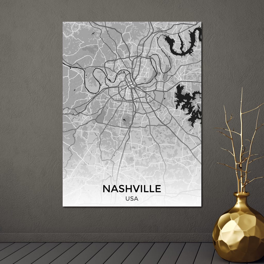 Map of Nashville, USA Canvas Wall Art