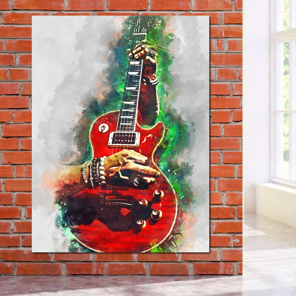 Slash Blood Red Guitar Canvas Wall Art