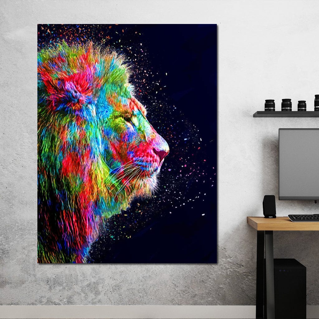Colored Lion Canvas Wall Art