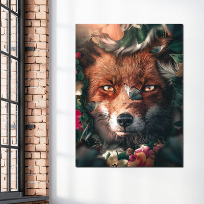 Floral Fox Canvas Wall Art