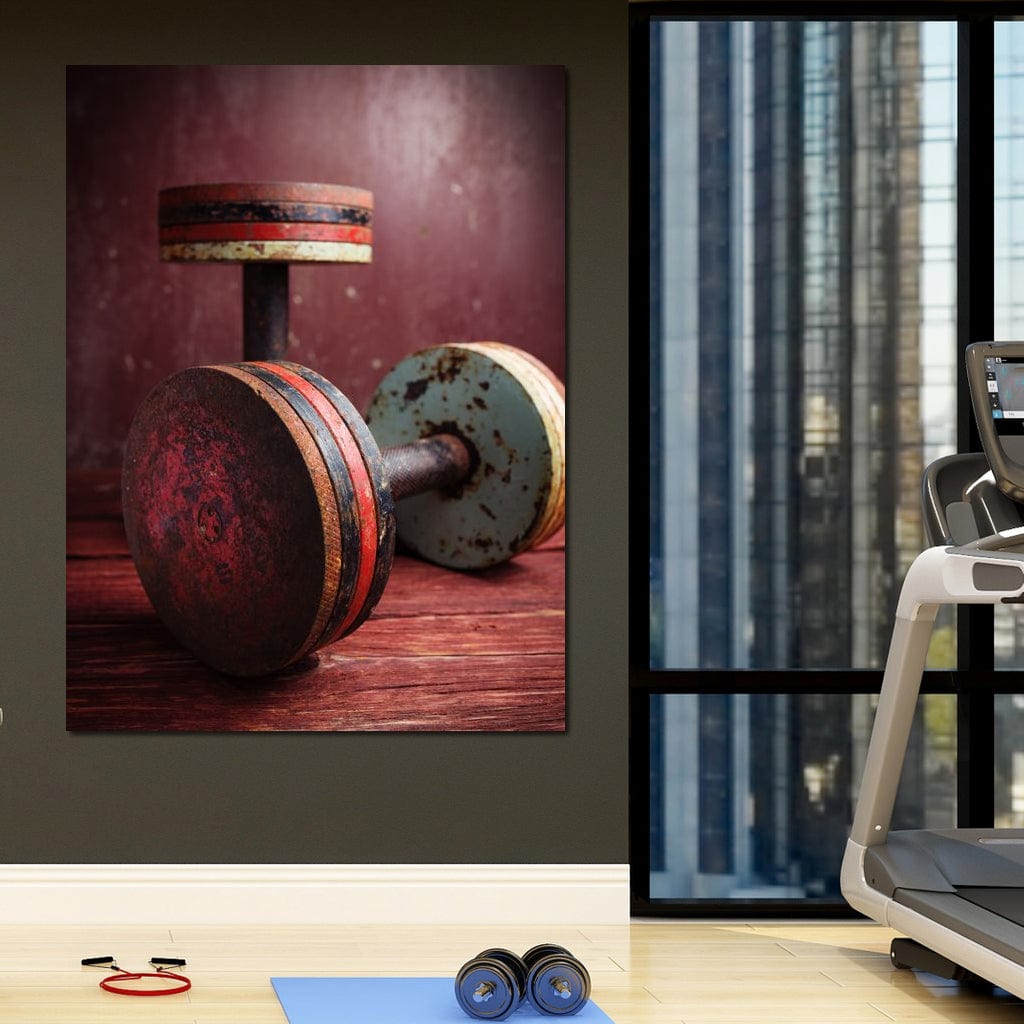 Rusty Dumbbells Canvas Wall Art