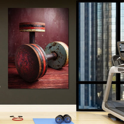 Rusty Dumbbells Canvas Wall Art
