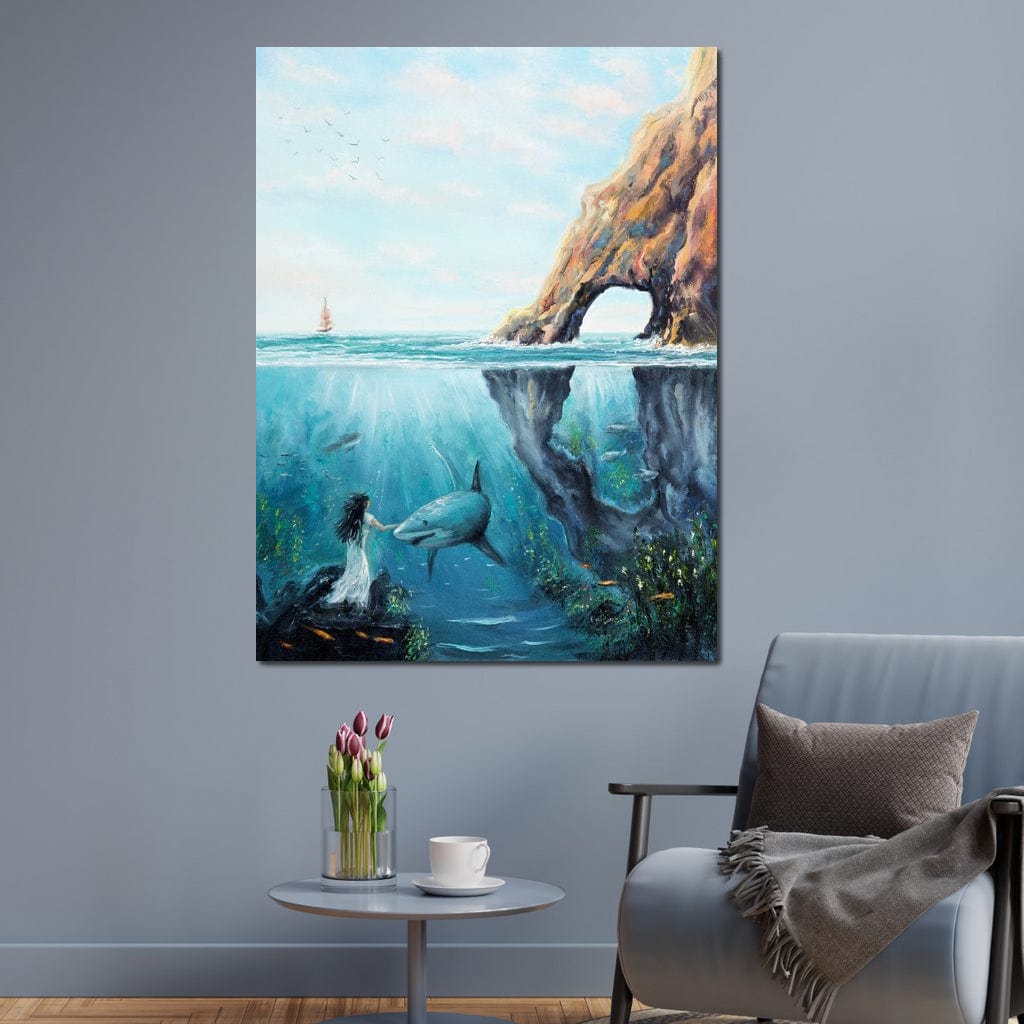 Swimming with the Shark Canvas Wall Art