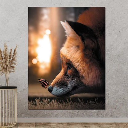 Fox Butterfly Canvas Wall Art