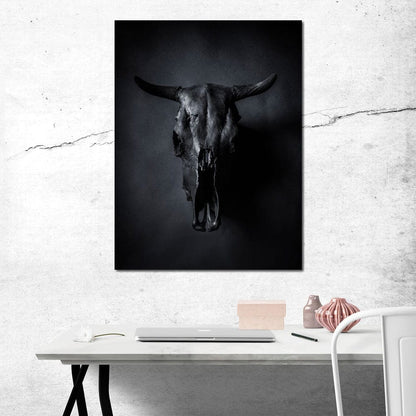 Black Bull Skull Canvas Wall Art