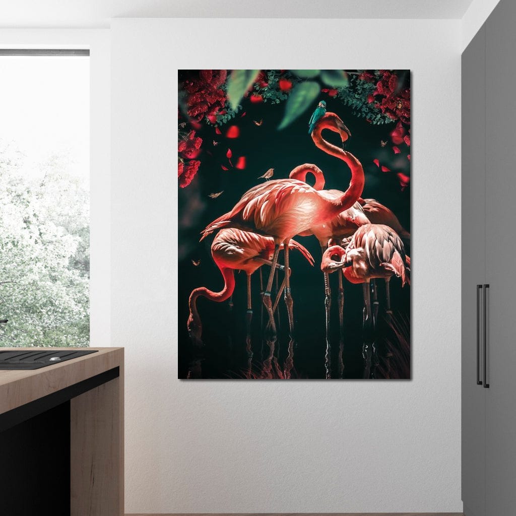 Glowing Flamingo Canvas Wall Art