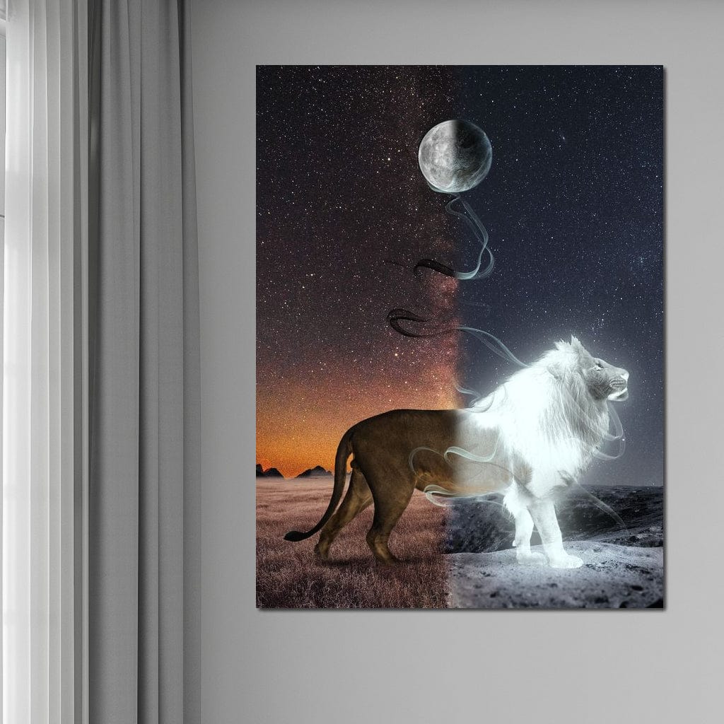 Lion Lune Canvas Wall Art