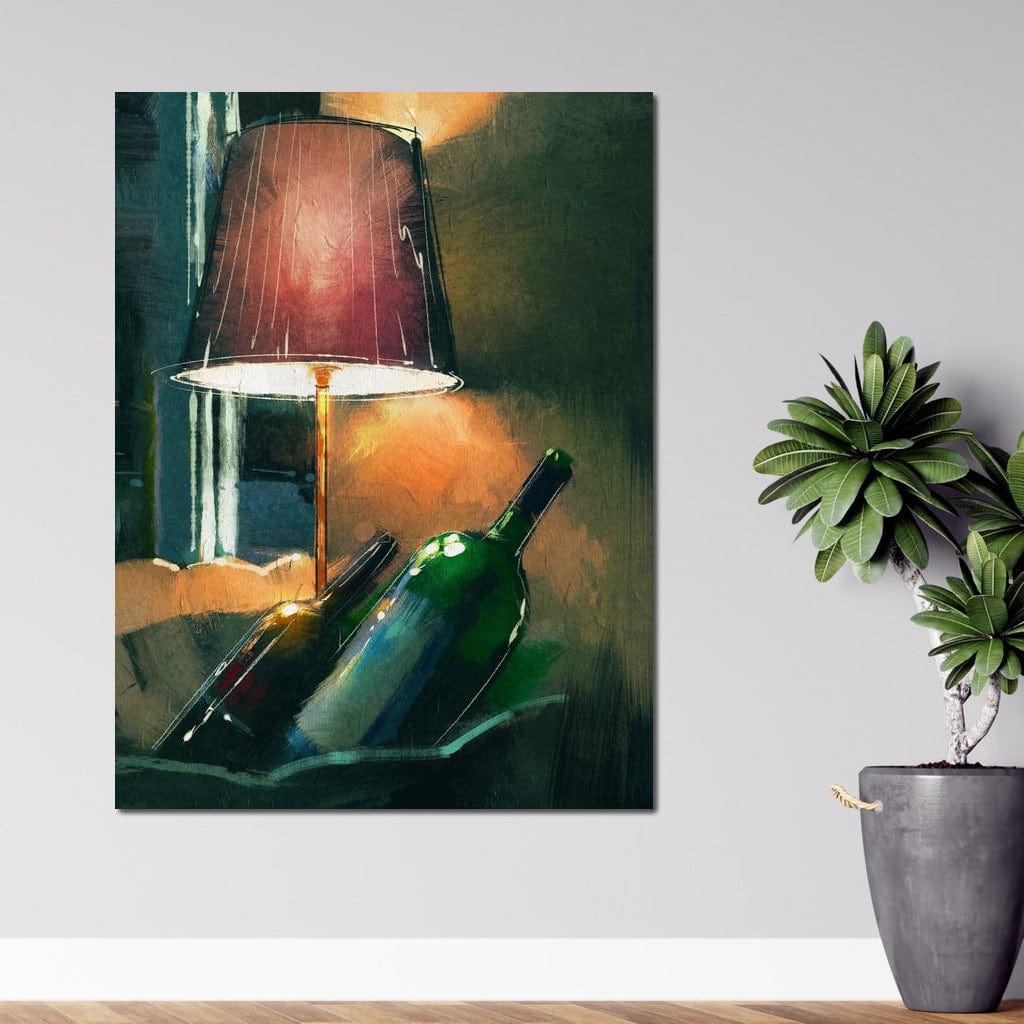 A Couple of Wine Bottles Canvas Wall Art