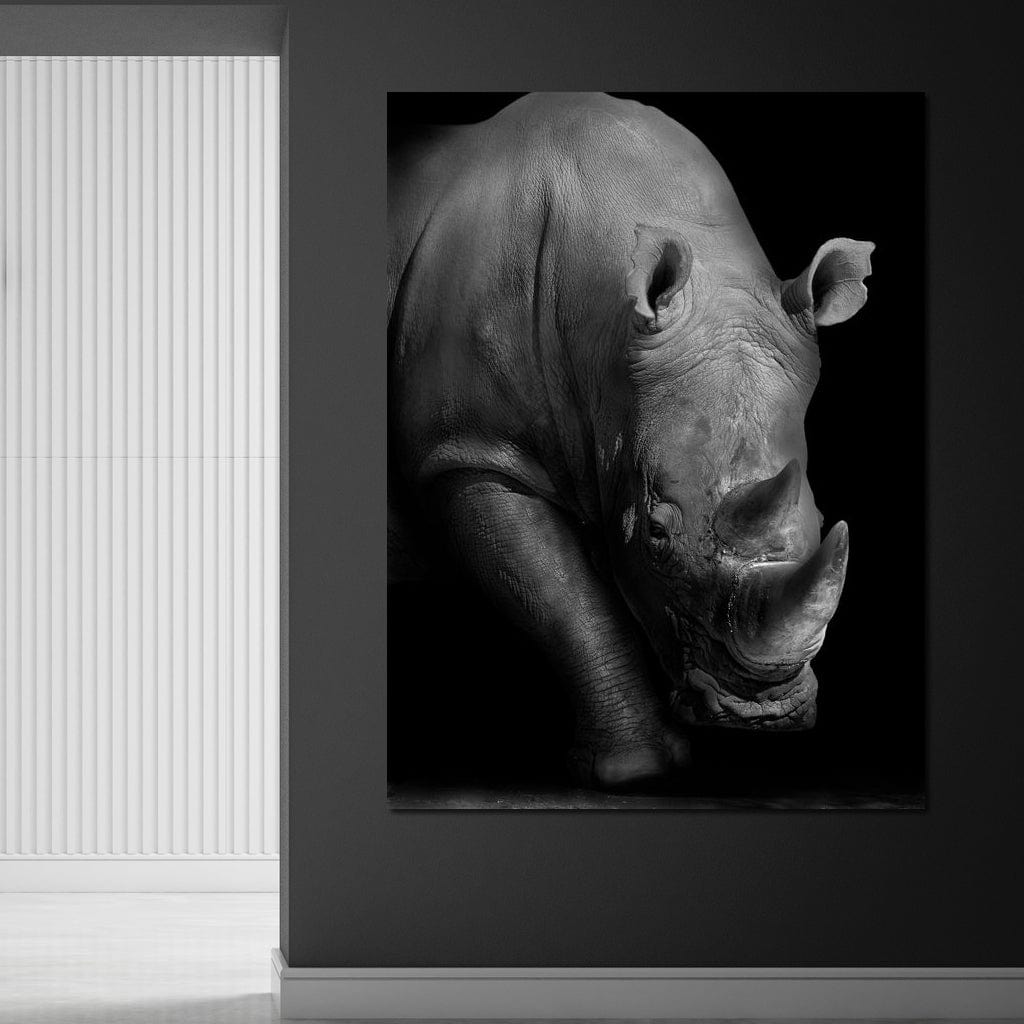 Black and White Rhino Canvas Wall Art