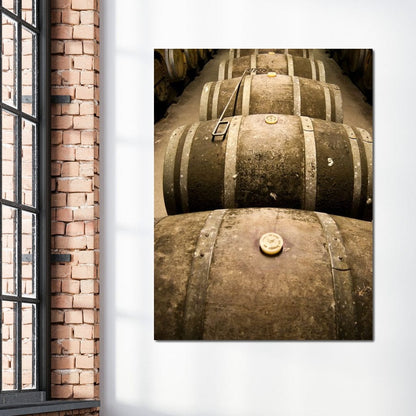 Rusted Wine Barrels Canvas Wall Art