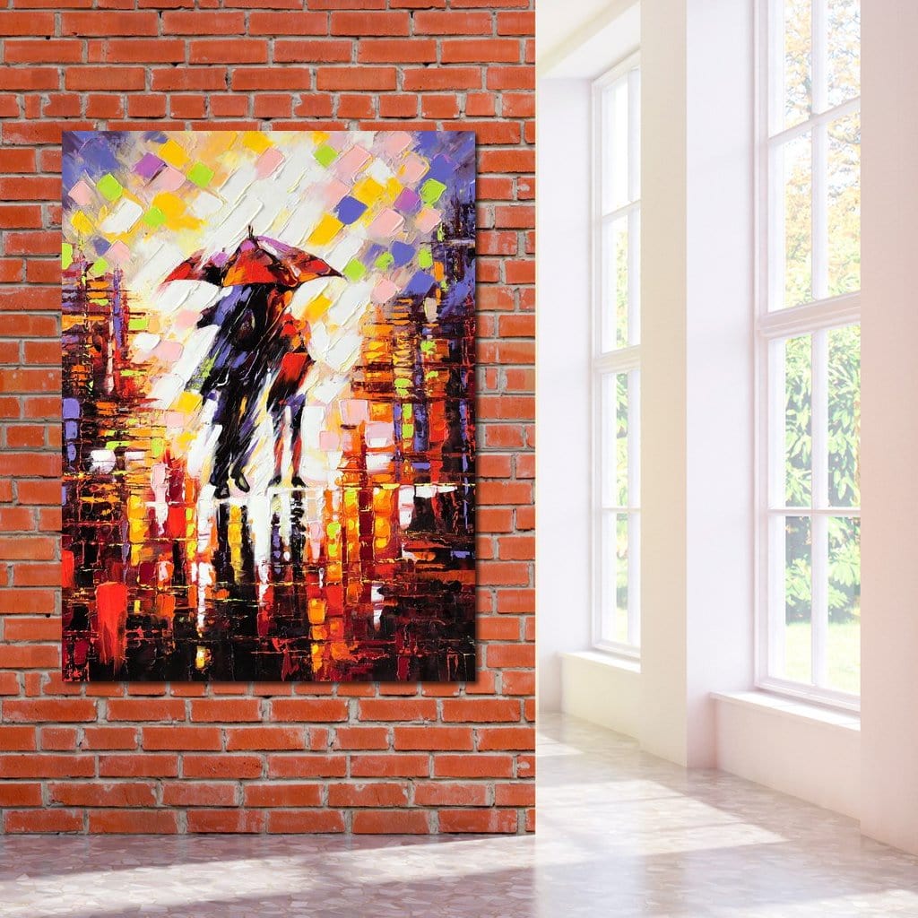 Enamoured Under The Umbrella Canvas Wall Art