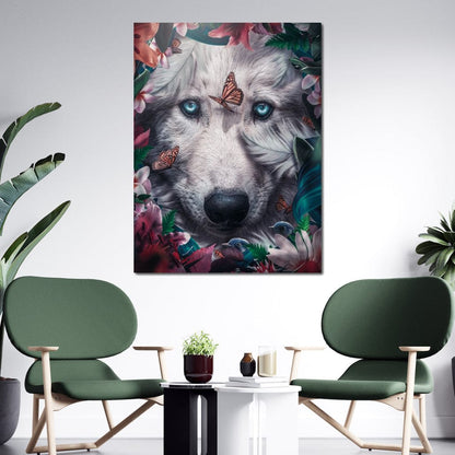 Floral Wolf Canvas Wall Art