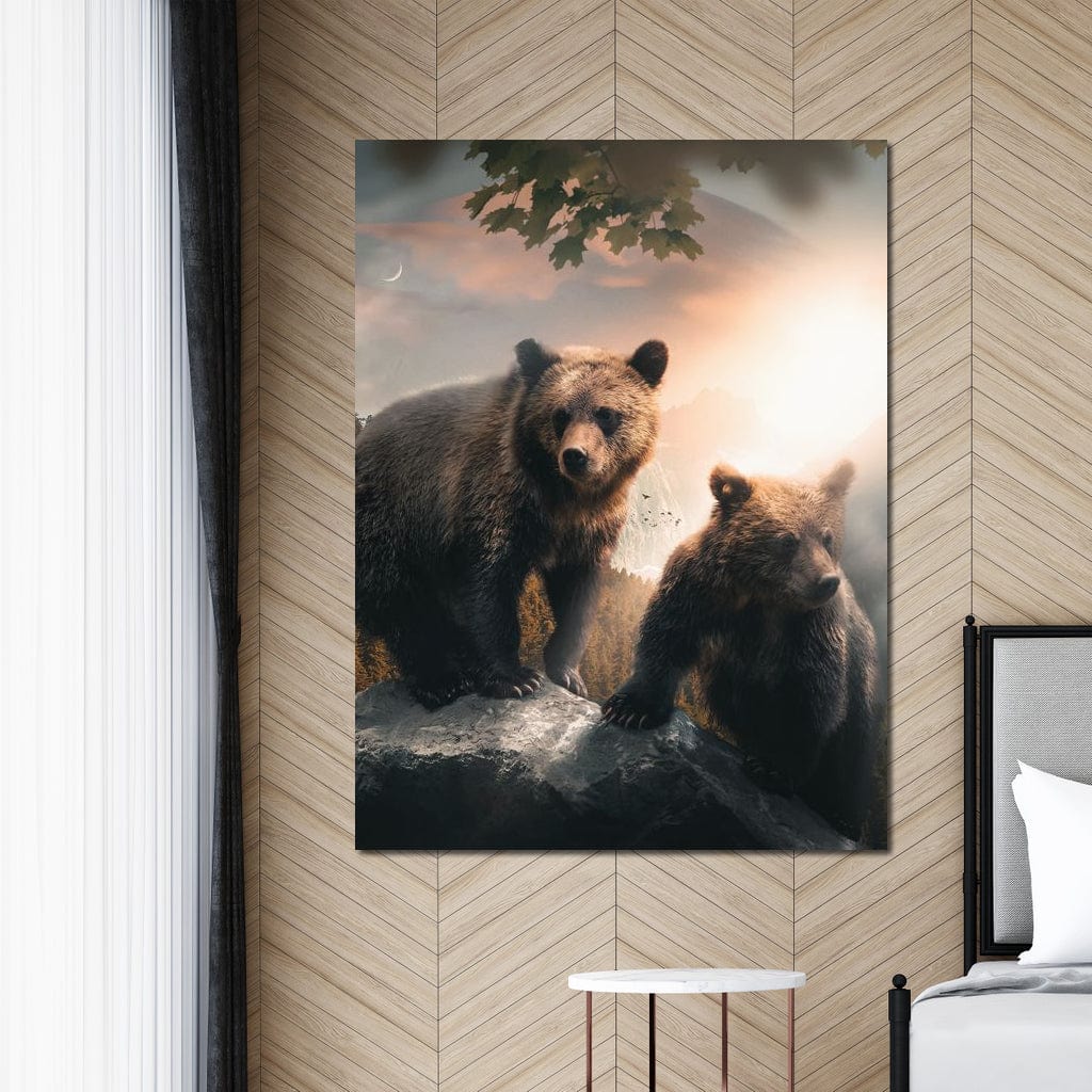 Sunset Bears Canvas Wall Art