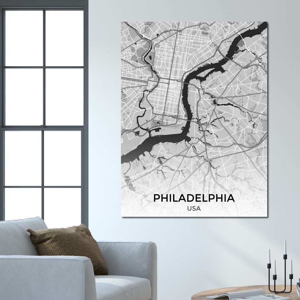 Map of Philadelphia, USA Canvas Wall Art