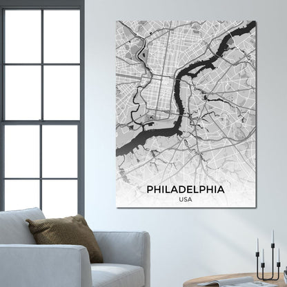 Map of Philadelphia, USA Canvas Wall Art