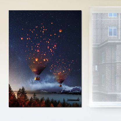 Hot Air Balloon Light Canvas Wall Art