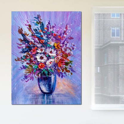 Multicolored Flowers Bouquet Canvas Wall Art