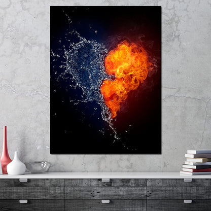 Fire and Water Love Canvas Wall Art