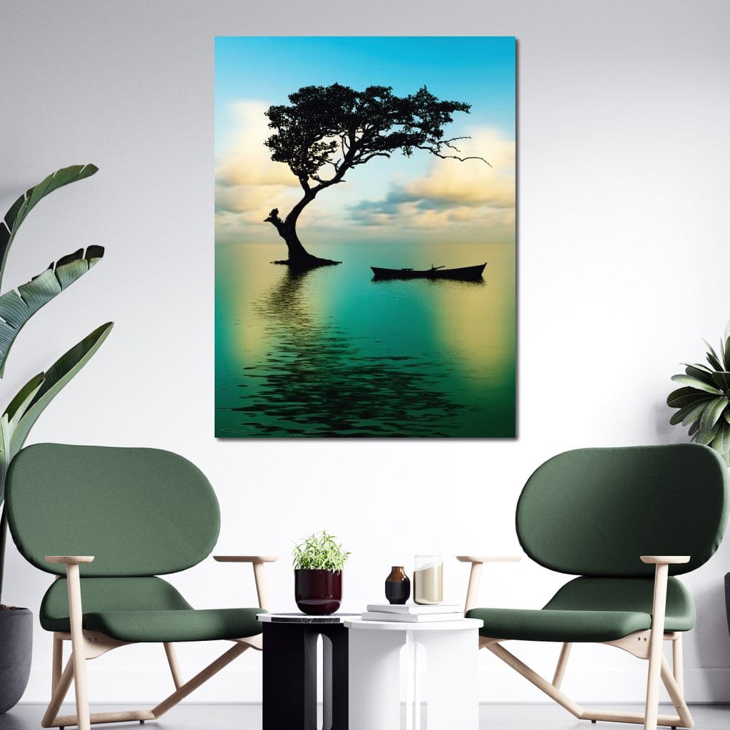Cyan Tree Canvas Wall Art