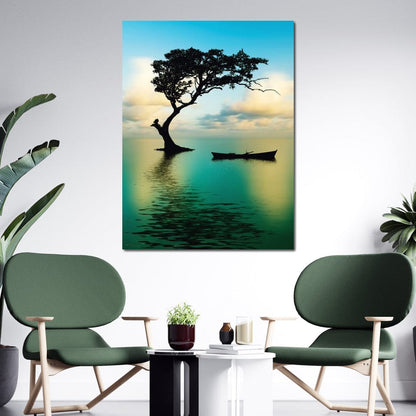 Cyan Tree Canvas Wall Art