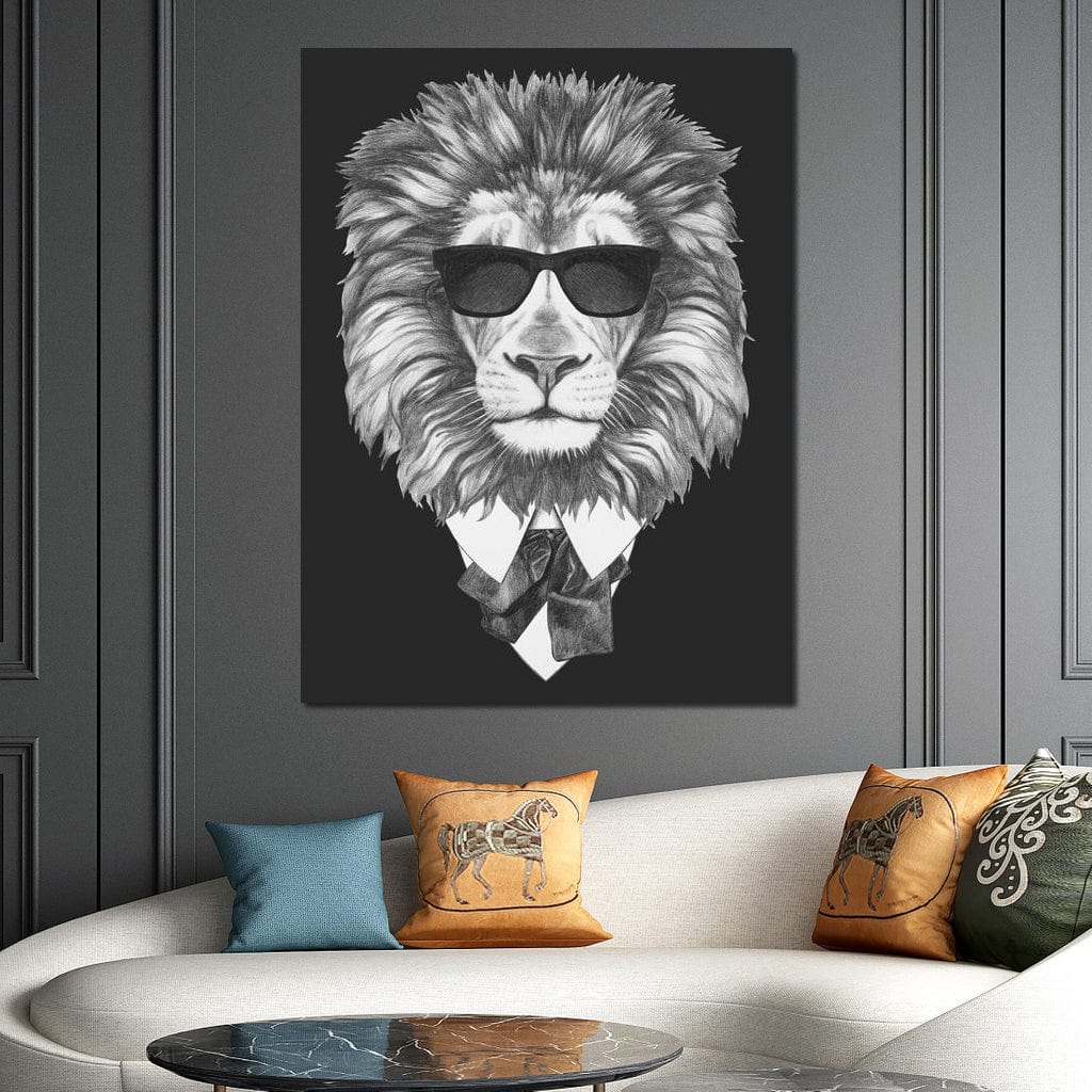 Dressed Up Lion Canvas Wall Art
