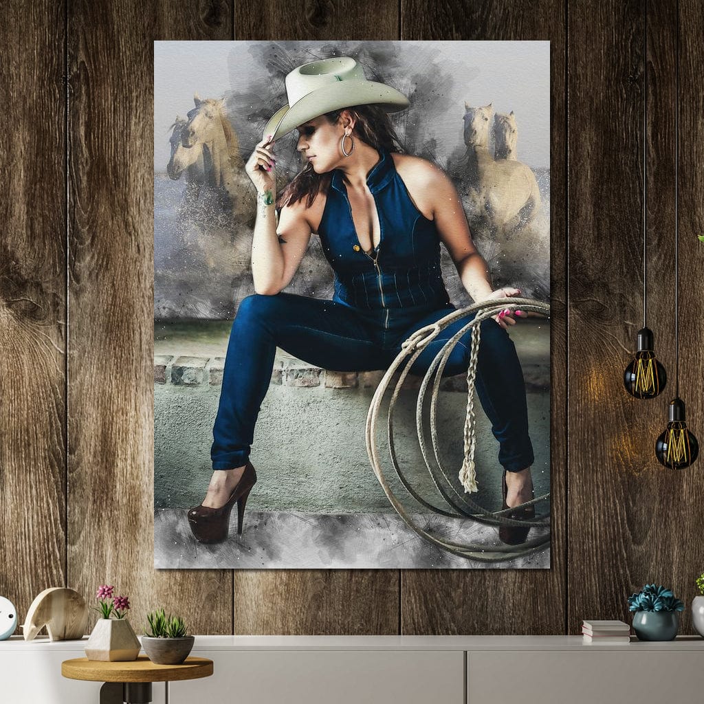 Sexy CowGirl Canvas Wall Art