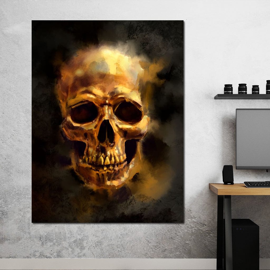 Golden Skull Canvas Wall Art