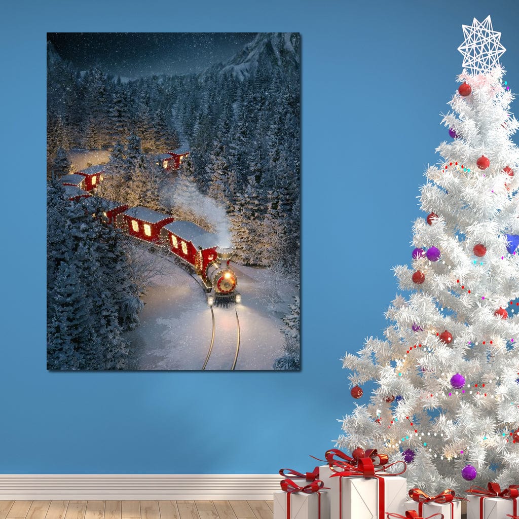 Christmas Train Canvas Wall Art