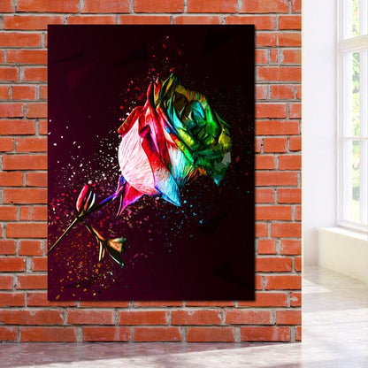 Colored Rose Canvas Wall Art