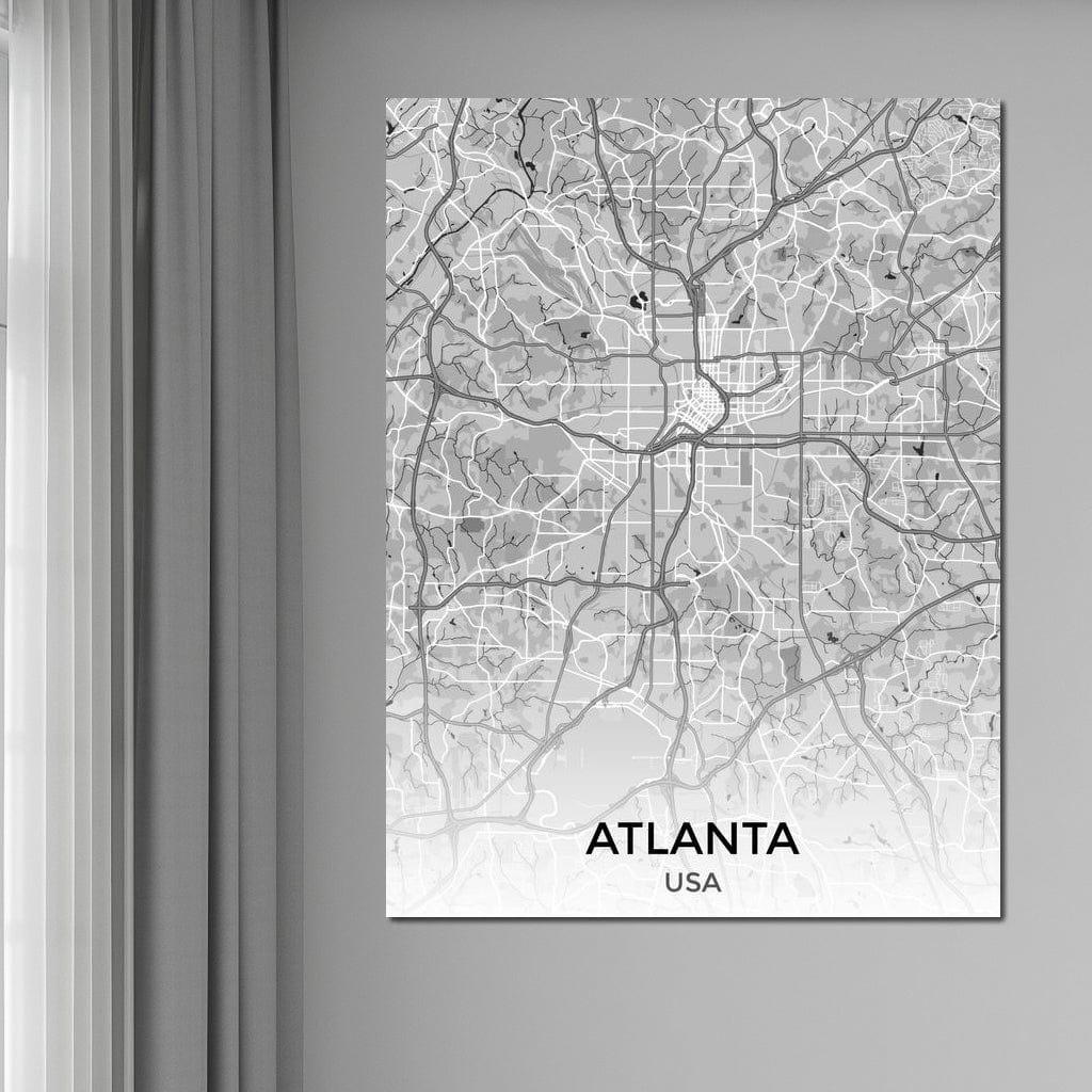Map of Atlanta, USA Canvas Wall Art