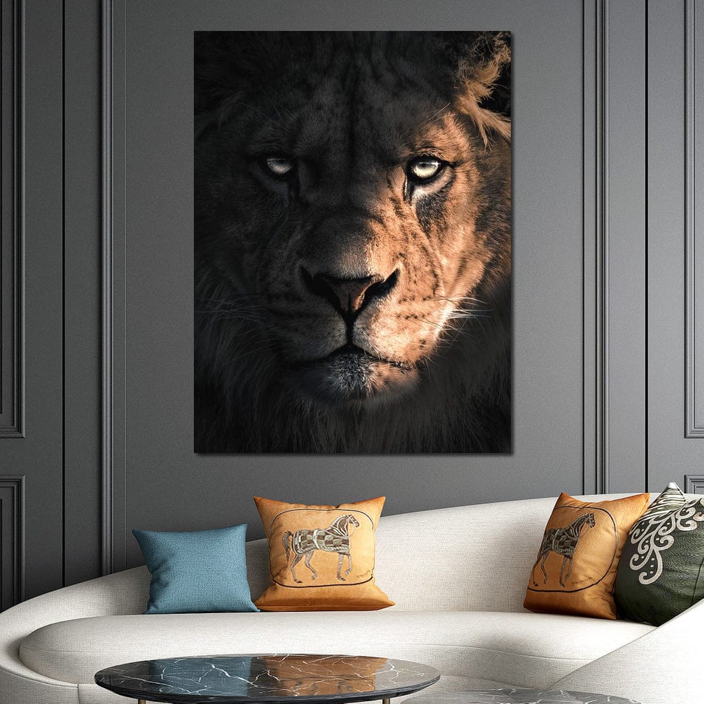 Lion Dark Canvas Wall Art