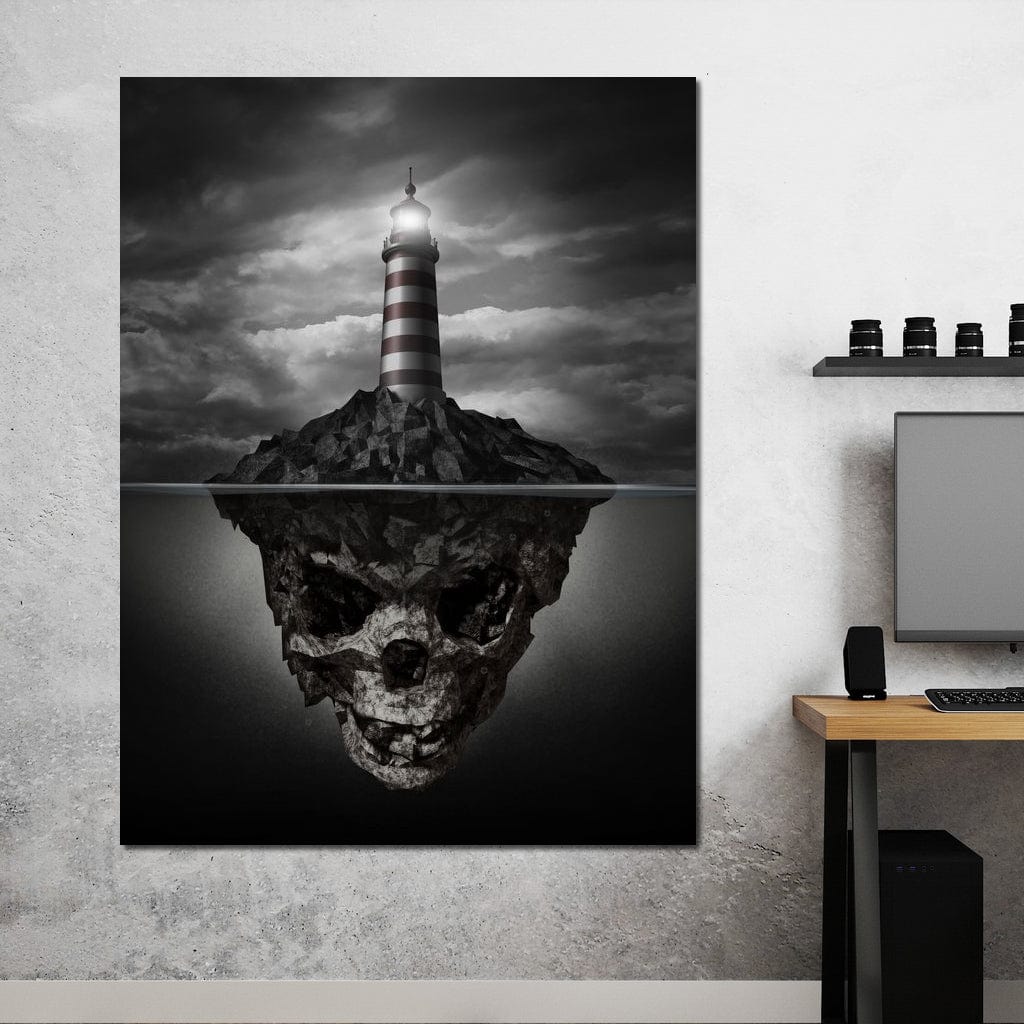 Skull Lighthouse Canvas Wall Art