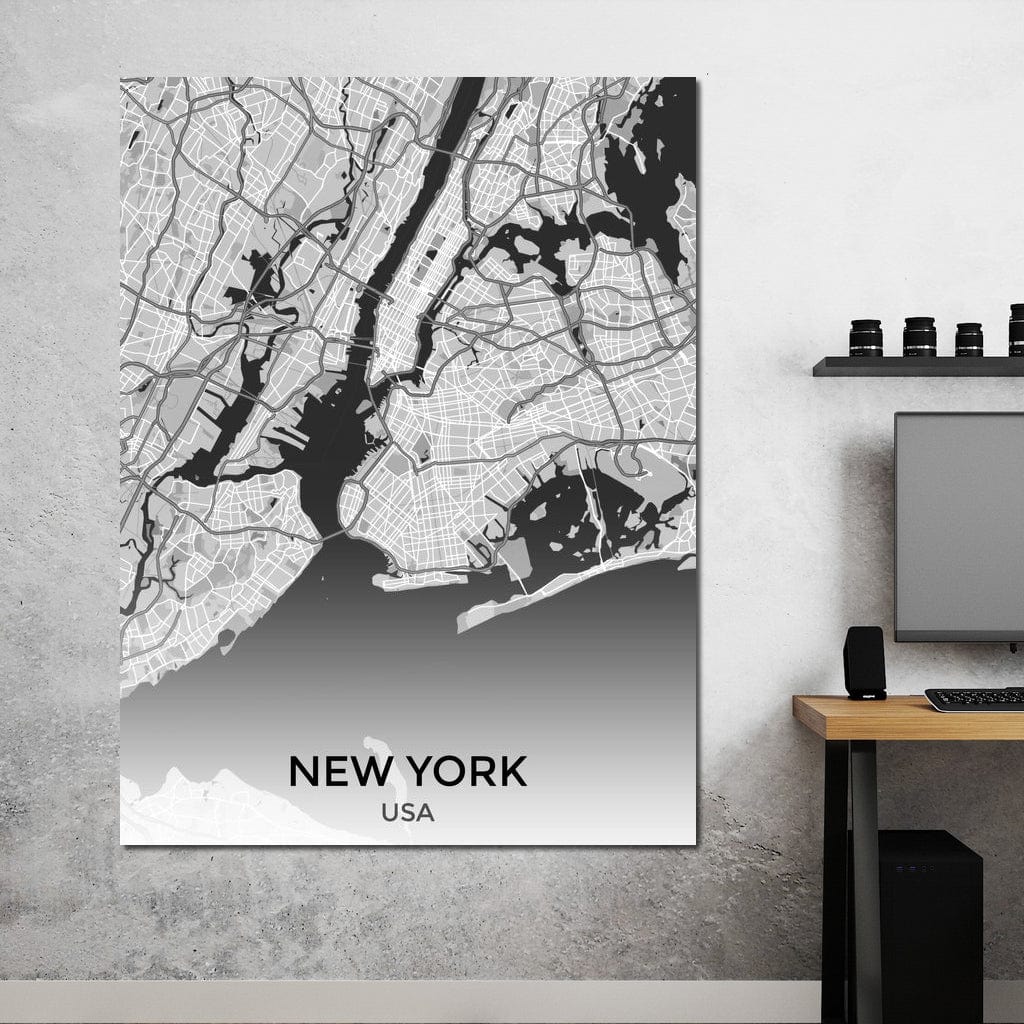Map of New York City, USA Canvas Wall Art
