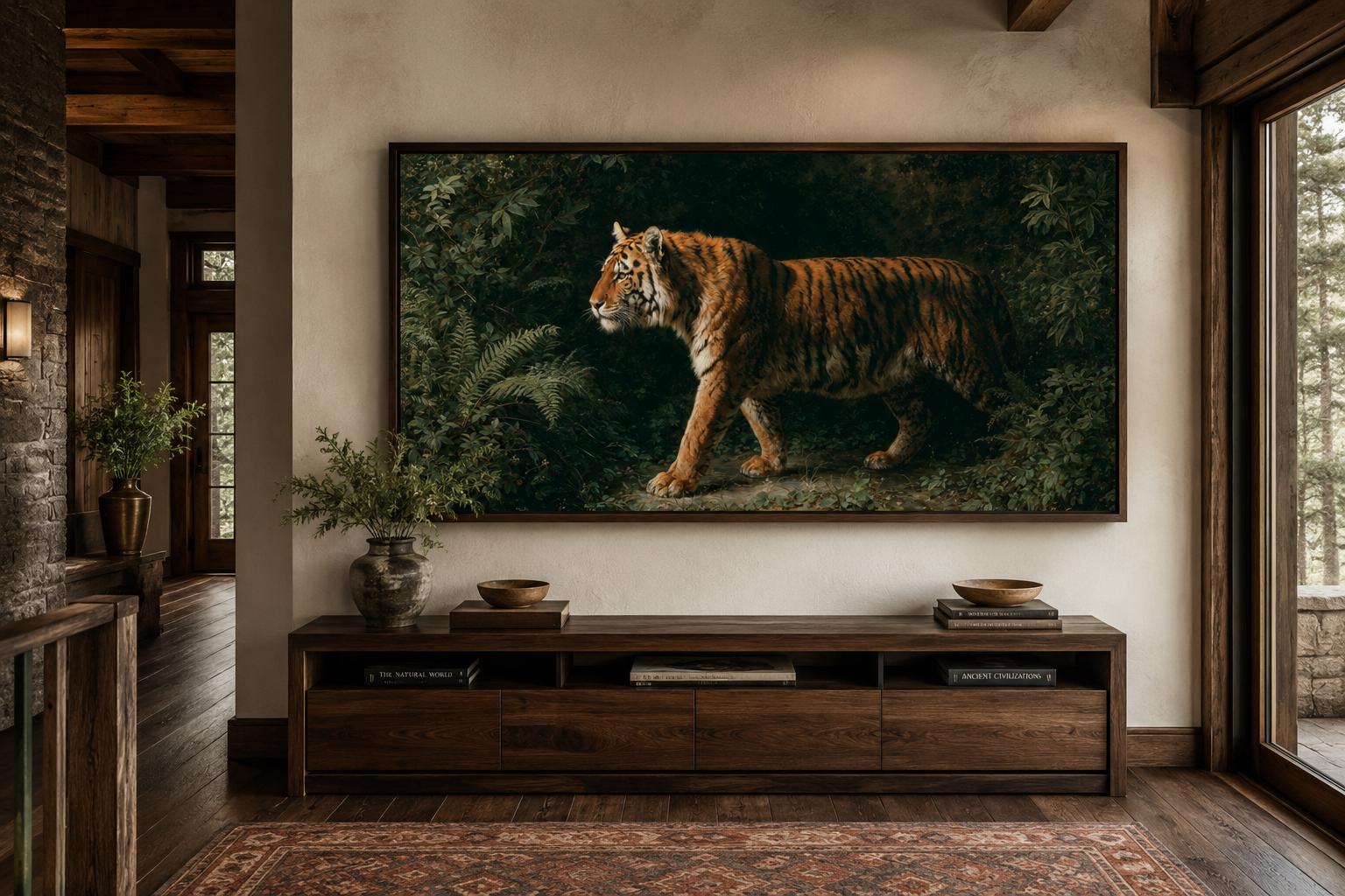 Bengal Tiger Canvas Print – Realistic Wildlife Wall Art for Living Room Decor