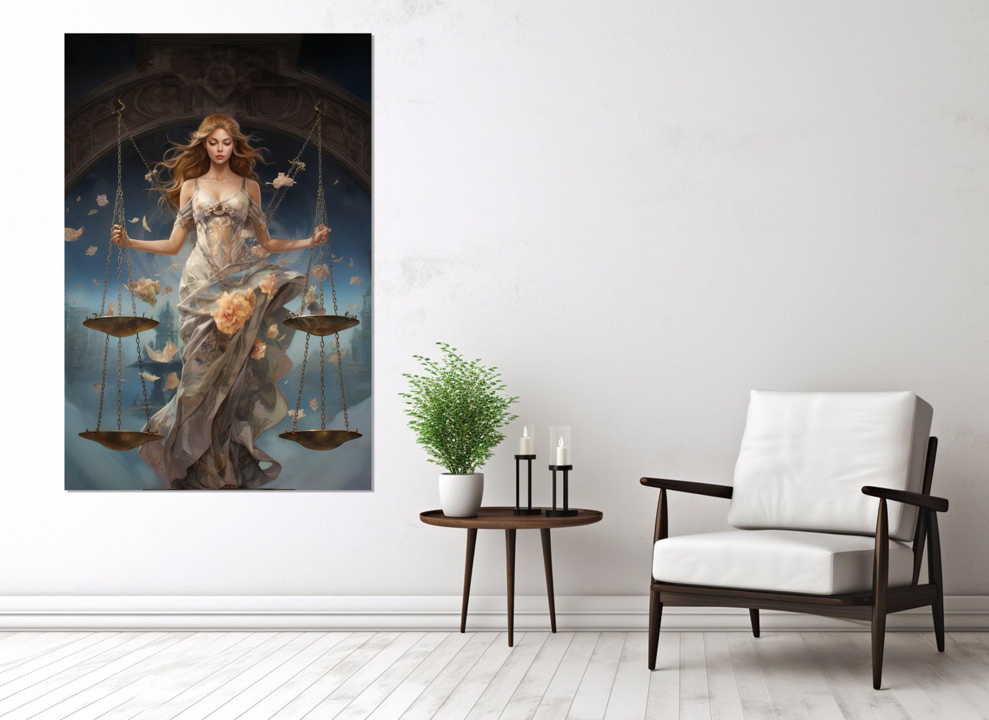 Libra Canvas Print – Zodiac Wall Art Framed, Gallery Wrapped Cotton Canvas