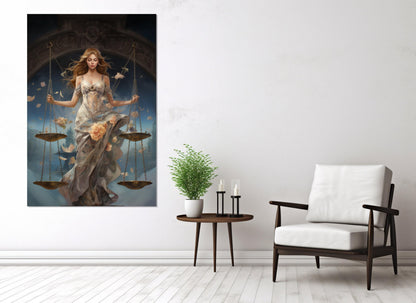Libra Canvas Print – Zodiac Wall Art Framed, Gallery Wrapped Cotton Canvas