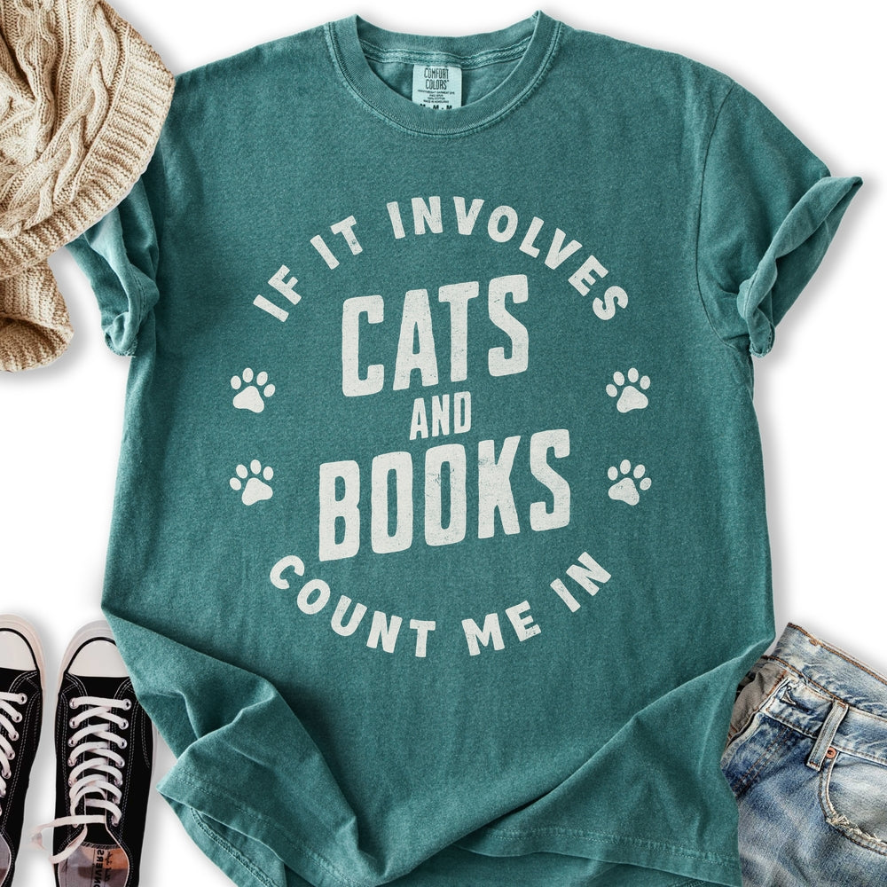 Involves Cats & Books Relaxed Tee
