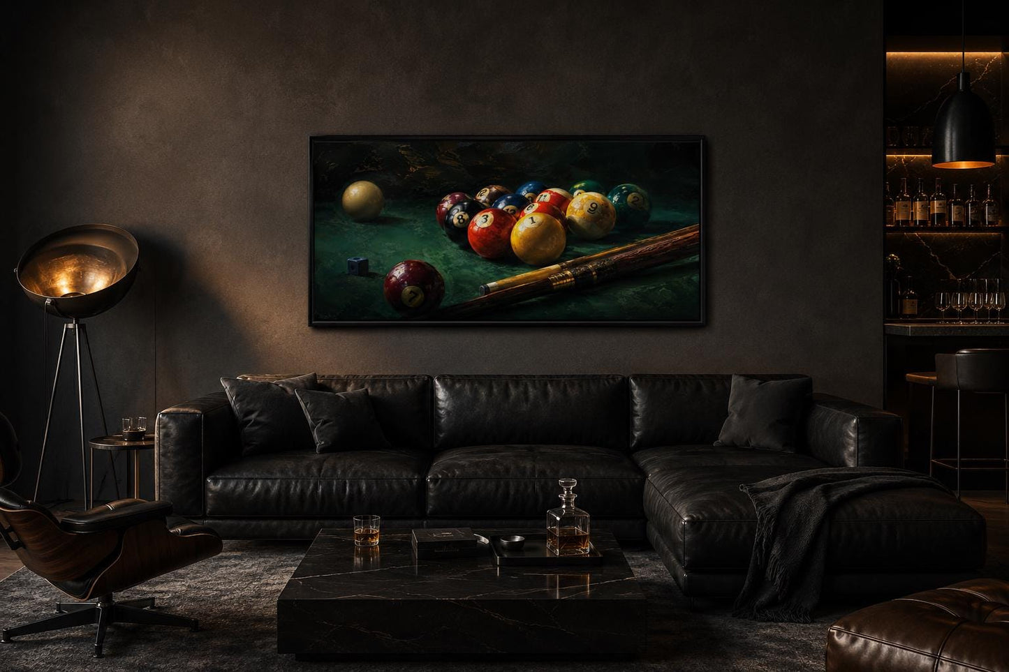 Billiard Balls Canvas Print – Realistic Pool Table Wall Art for Game Room Decor