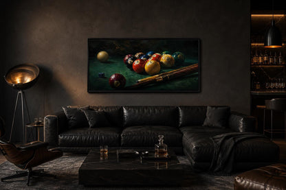 Billiard Balls Canvas Print – Realistic Pool Table Wall Art for Game Room Decor