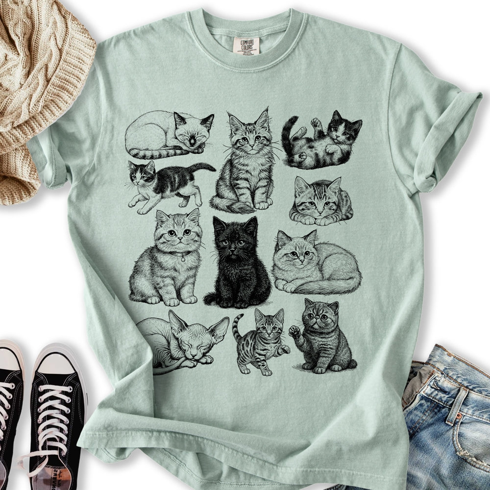 Tattoo Style Cats Relaxed Tee