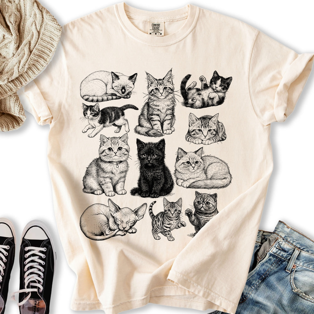 Tattoo Style Cats Relaxed Tee