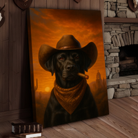 Dog Cowboy Sunset 3D Wrapped Canvas Wall Art