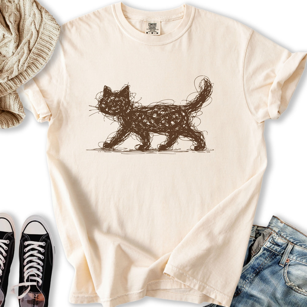 Scribbled Cat Relaxed Tee