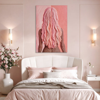 Pink Woman in Coral Abstract Wall Art