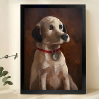 Vintage Labrador Retriever – Classic Oil Painting Style Wall Art on Natural Wood Canvas