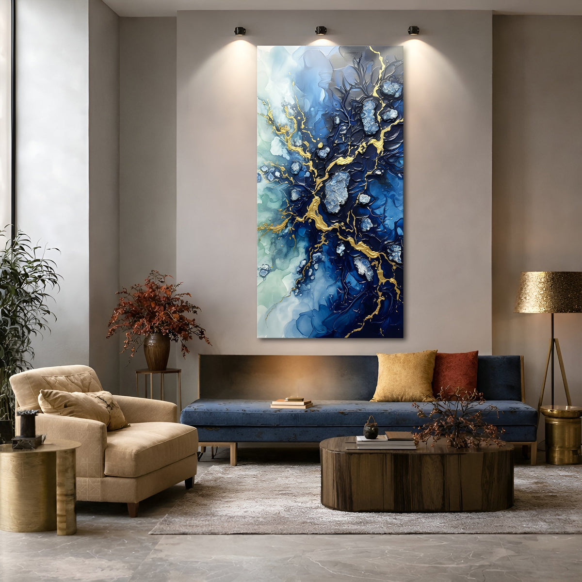Midnight Veins of Gold Wall Art