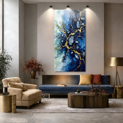 Midnight Veins of Gold Wall Art